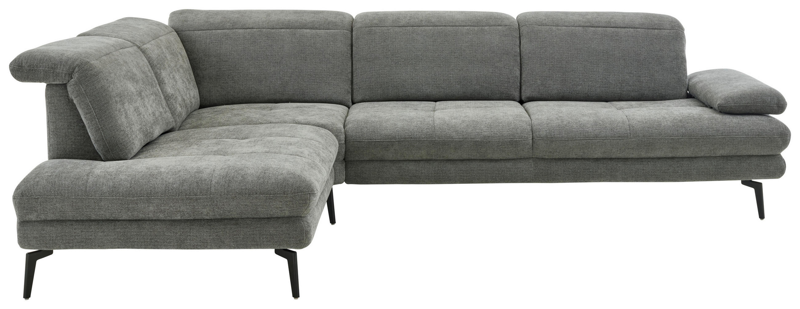 ECKSOFA Chenille Grau  - Schwarz/Grau, Design, Textil/Metall (236/311cm) - Beldomo System