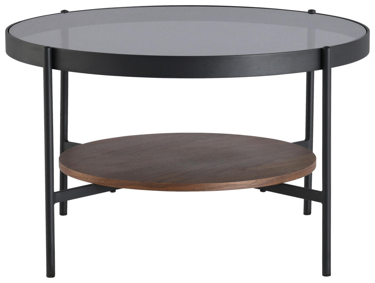 COUCHTISCH in Metall, Glas, Holzwerkstoff 74/43/74 cm  - Schwarz/Naturfarben, Design, Glas/Holzwerkstoff (74/43/74cm) - MID.YOU