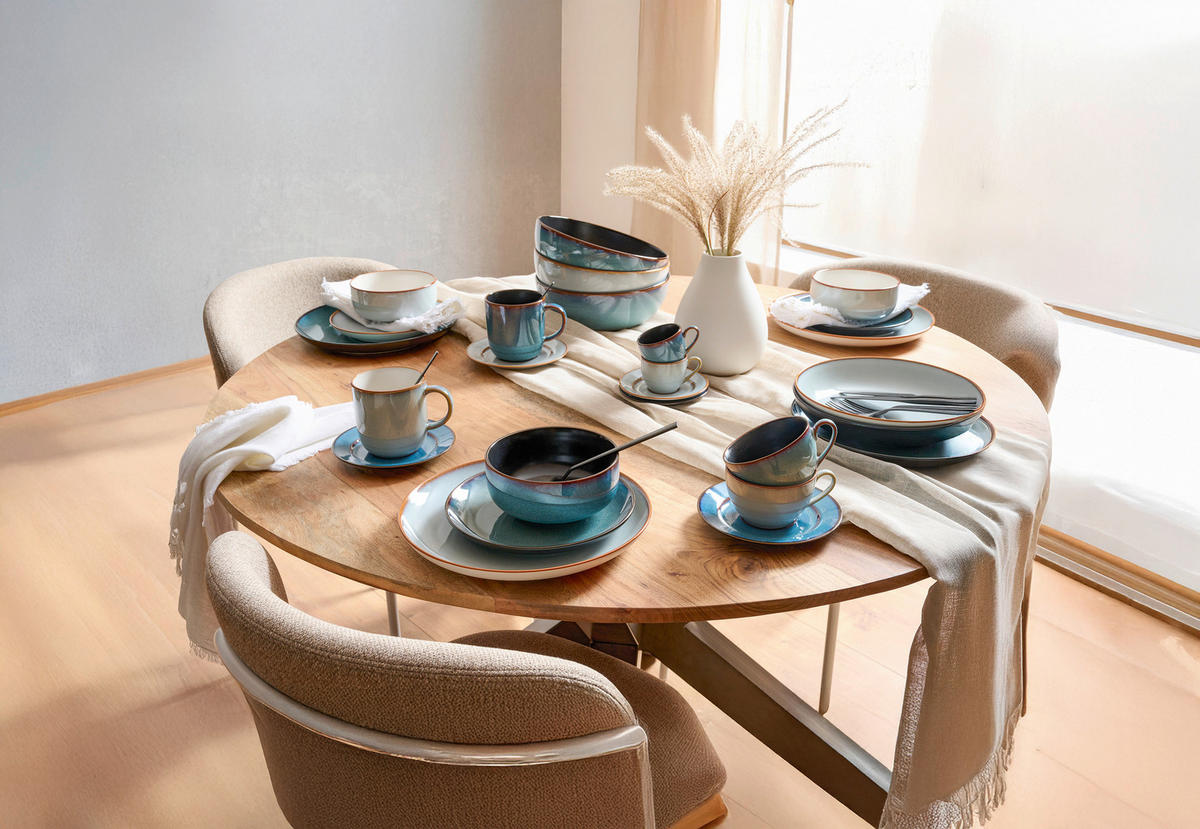 SPEISETELLER Blau, Braun, Schwarz 28 cm Bali  - Blau/Schwarz, Trend, Keramik (28cm) - Ritzenhoff Breker