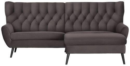 ECKSOFA in Mikrofaser Braun  - Schwarz/Braun, Design, Holz/Textil (237/165cm) - Stylife