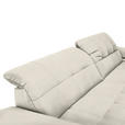 ECKSOFA  in Mikrofaser Weiß Rücken echt, Kopfteilverstellung  265/180 cm  - Chromfarben/Weiß, Design, Textil/Metall (265/180cm) - Carryhome