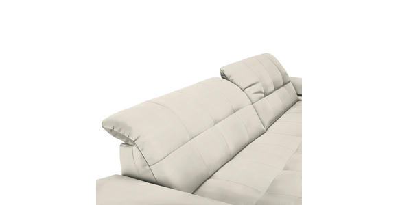 ECKSOFA  in Mikrofaser Weiß Rücken echt, Kopfteilverstellung  265/180 cm  - Chromfarben/Weiß, Design, Textil/Metall (265/180cm) - Carryhome