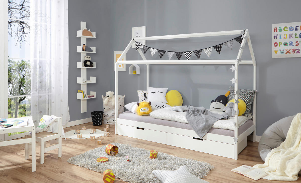 HAUSBETT 90/200 cm Weiss  - Weiss, Modern, Holz (90/200cm) - MID.YOU