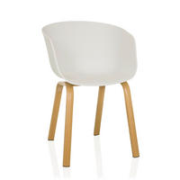 STOL MED ARMSTÖD slät  - vit/ljusbrun, Modern, metall/plast (54/78/56cm) - MID.YOU