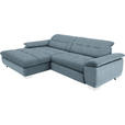 ECKSOFA in Mikrofaser Blaugrau  - Chromfarben/Blaugrau, Design, Textil/Metall (180/265cm) - Carryhome