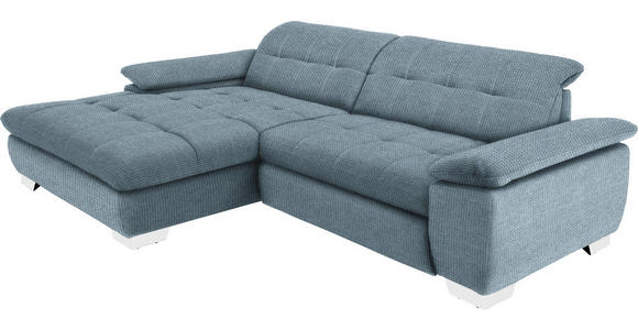 ECKSOFA in Mikrofaser Blaugrau  - Chromfarben/Blaugrau, Design, Textil/Metall (180/265cm) - Carryhome