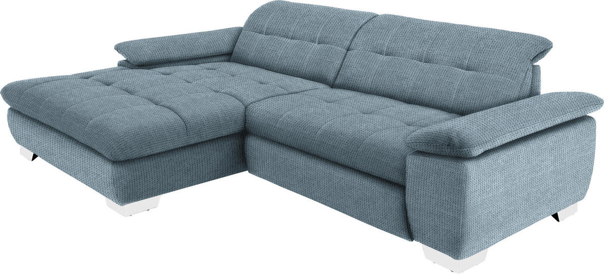 ECKSOFA in Mikrofaser Blaugrau  180/265 cm  - Chromfarben/Blaugrau, Design, Textil/Metall (180/265cm) - Carryhome