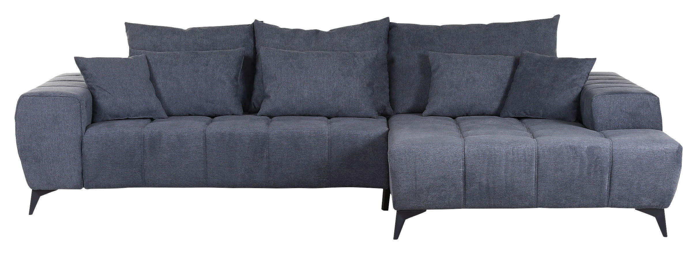 ECKSOFA Dunkelgrau Flachgewebe  - Dunkelgrau/Schwarz, KONVENTIONELL, Textil/Metall (300/205cm) - Carryhome