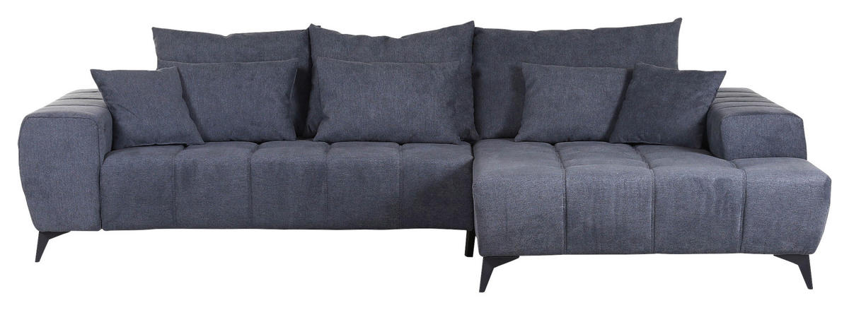 ECKSOFA in Flachgewebe Dunkelgrau  - Dunkelgrau/Schwarz, Konventionell, Textil/Metall (300/205cm) - MID.YOU