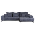 ECKSOFA Dunkelgrau Flachgewebe  - Dunkelgrau/Schwarz, KONVENTIONELL, Textil/Metall (300/205cm) - Carryhome