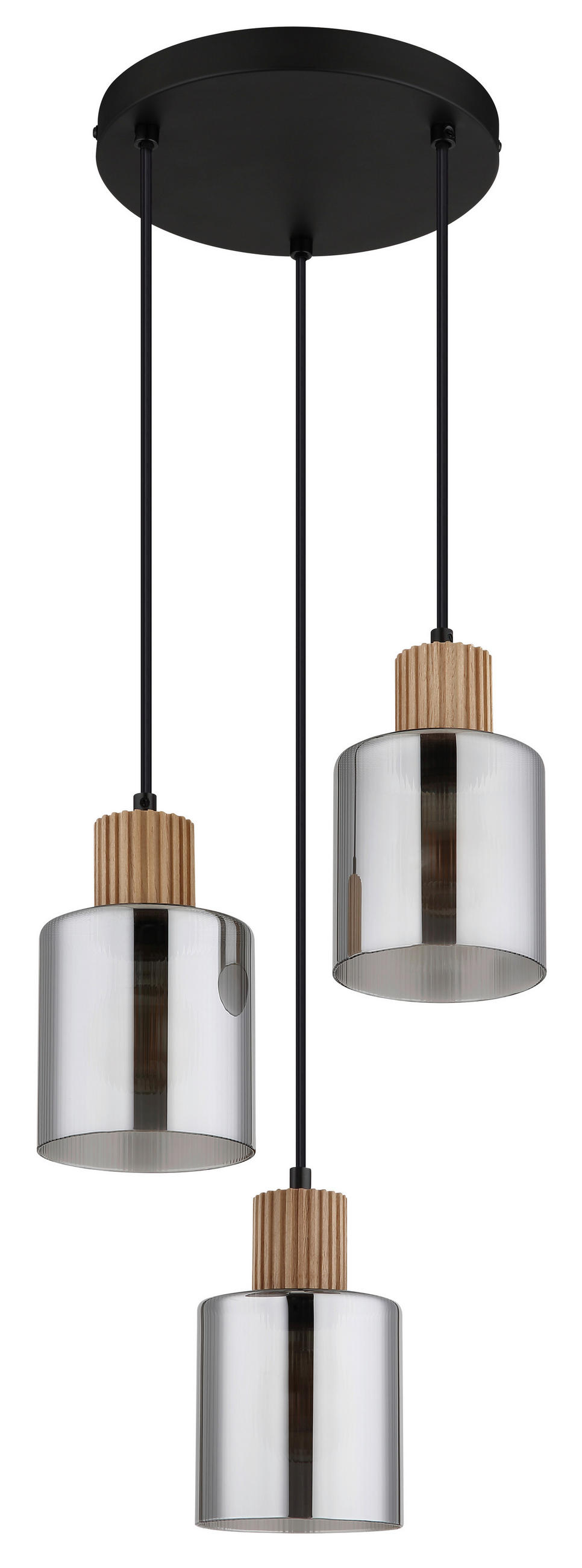 HÄNGELEUCHTE 30/120 cm  - Dunkelbraun/Schwarz, Natur, Glas/Holz (30/120cm) - Globo