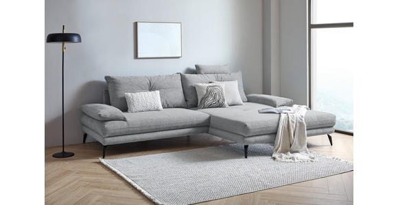 ECKSOFA in Flachgewebe Grau  - Schwarz/Grau, KONVENTIONELL, Textil/Metall (294/176cm) - Carryhome