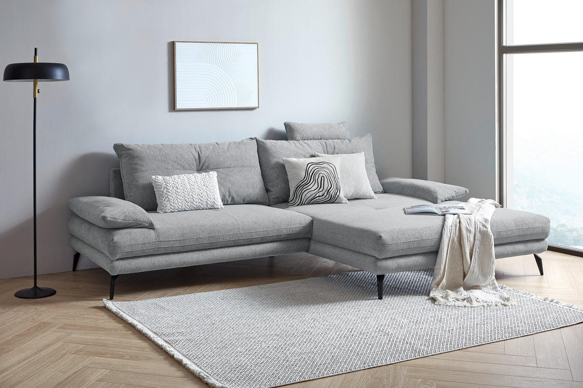 HÖRNSOFFA i flatväv grå  - svart/grå, Klassisk, metall/textil (294/176cm) - MID.YOU