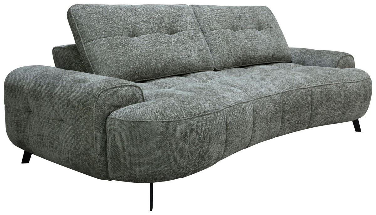 2-SITZER-SOFA Chenille Grau  - Schwarz/Grau, Design, Kunststoff/Textil (230/84/104/111/122cm) - Livetastic