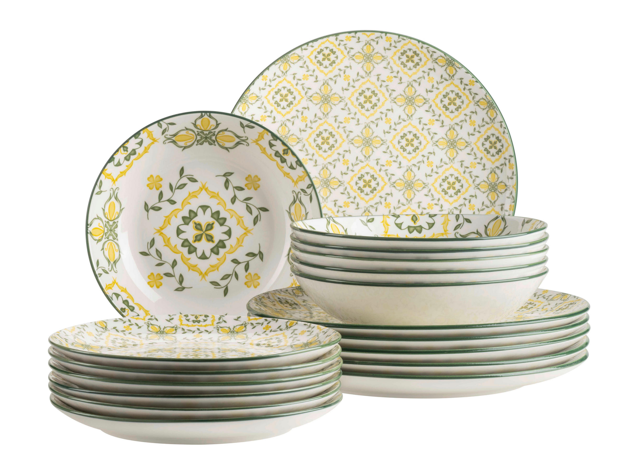 TELLERSET GRANADA 18-teilig  - Gelb/Weiß, Basics, Keramik - Mäser