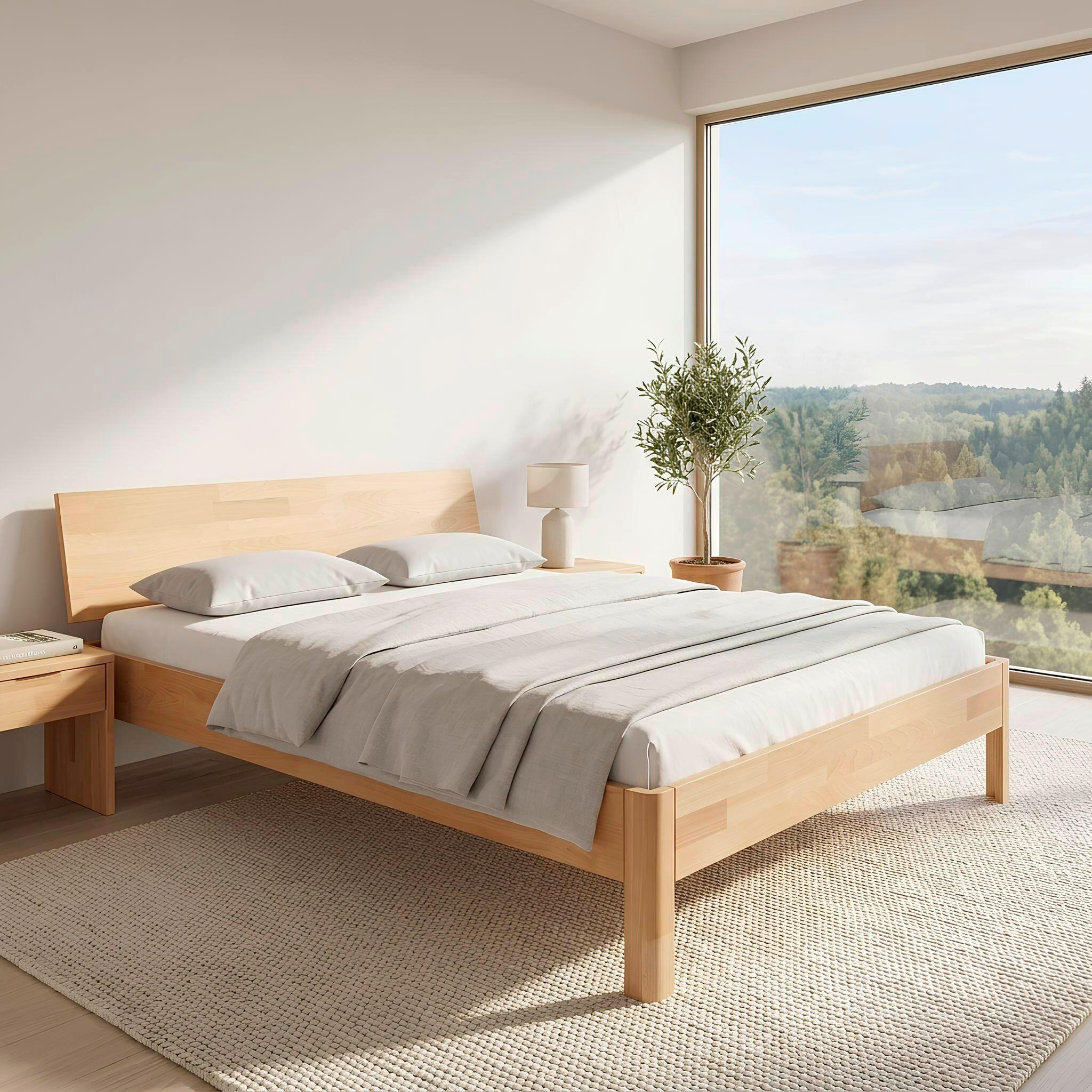BETT 180/200 cm  Kernbuche   - Kernbuche, Natur, Holz (180/200cm) - P & B