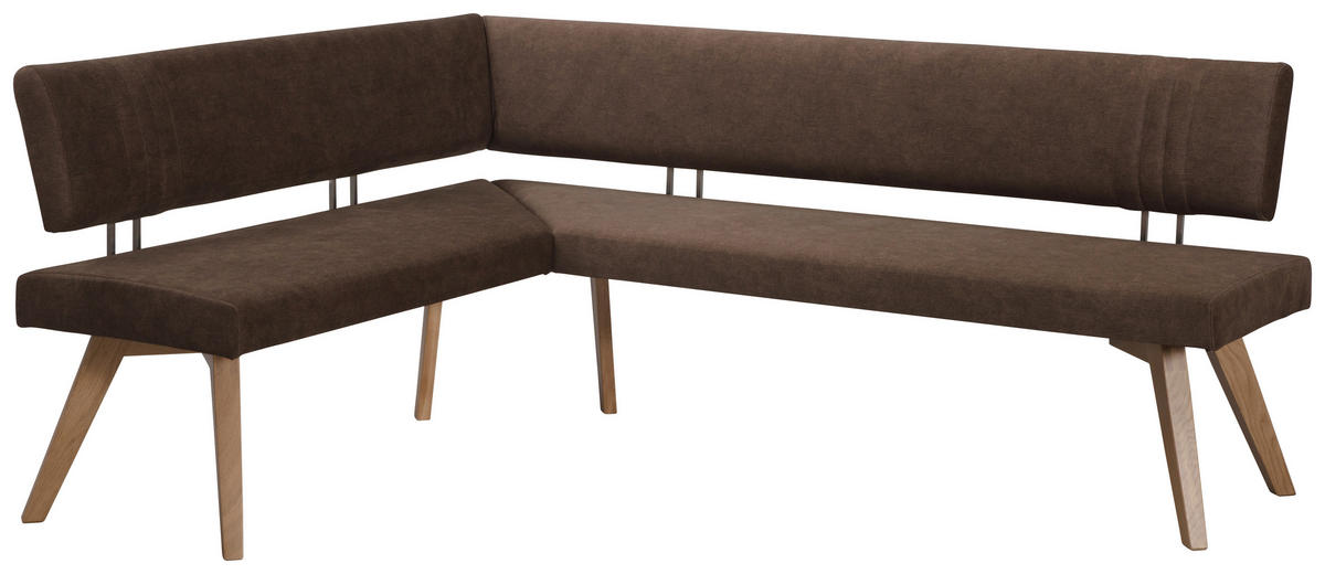 ECKBANK in Holz, Textil Dunkelbraun, Wildeiche  - Wildeiche/Eichefarben, Design, Holz/Textil (190/200cm) - Venda