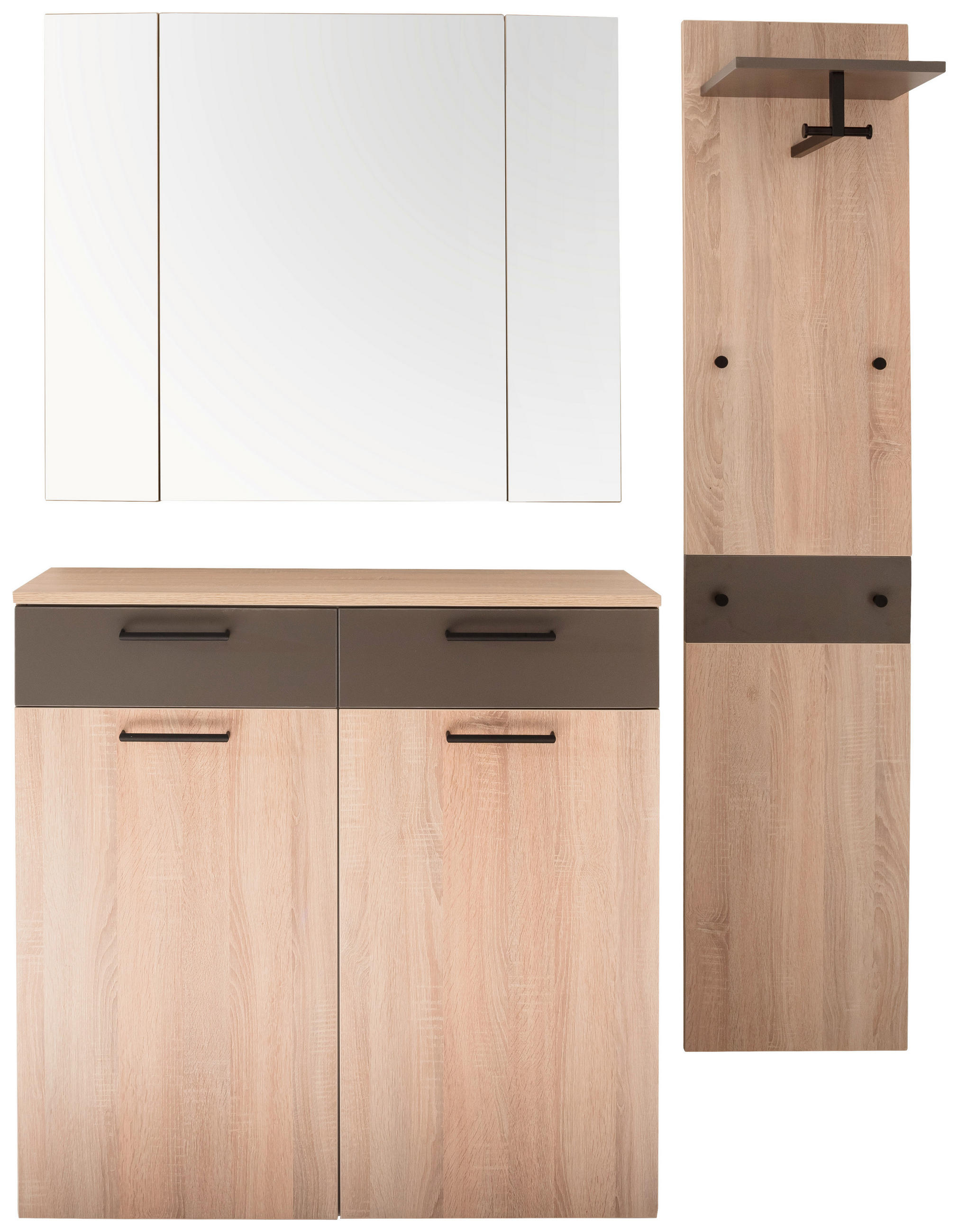 GARDEROBE 3-teilig in 150/200/38 cm - Eichefarben/Braun, KONVENTIONELL, Holzwerkstoff (150/200/38cm) - Moderano