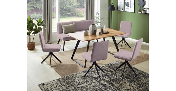 STUHL drehbar Webstoff Rosa, Schwarz - Schwarz/Rosa, Design, Textil/Metall (46,5/87/64cm) - Voleo