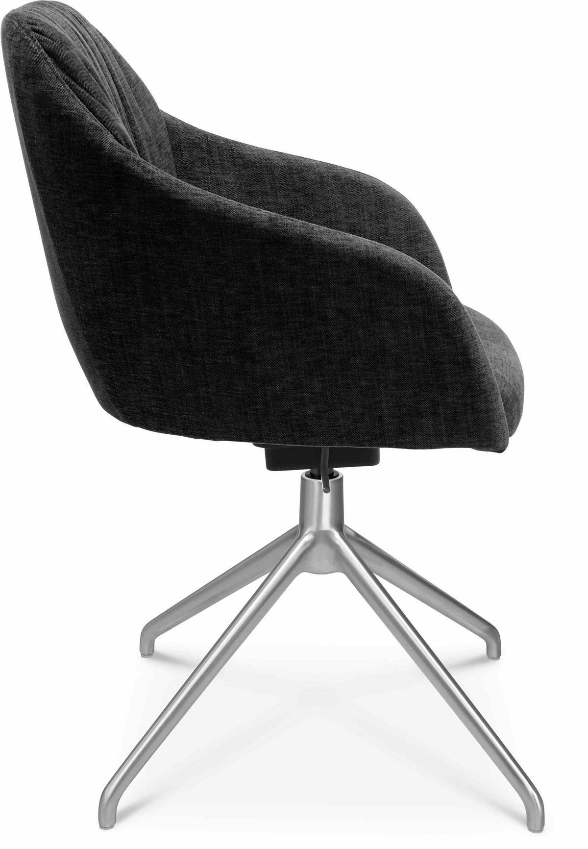 ARMLEHNSTUHL  in Aluminium Velours  - Graphitfarben/Alufarben, Design, Textil/Metall (58/81,5-84,5/60cm) - Johann Jakob