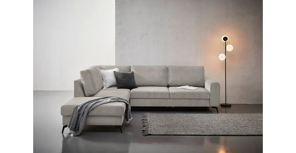 ECKSOFA Hellgrau Chenille  - Hellgrau/Schwarz, KONVENTIONELL, Textil/Metall (257/275cm) - Carryhome