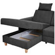 ECKSOFA Anthrazit Flachgewebe  inkl. Bettkasten, Schlaffunktion, Rücken echt, Kopfstütze, Liegefläche im Originalstoff  - Anthrazit/Buchefarben, KONVENTIONELL, Holz/Textil (166/241cm) - Carryhome