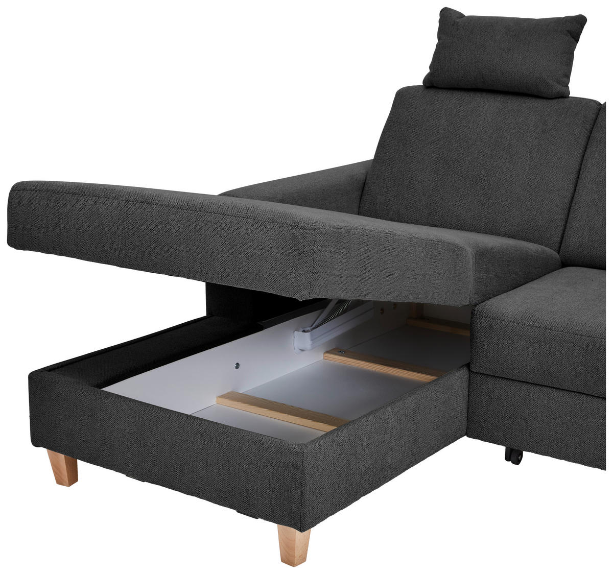 HÖRNSOFFA i flatväv antracit  - bokfärgad/antracit, Klassisk, trä/textil (166/241cm) - MID.YOU