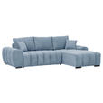 ECKSOFA Blau Flachgewebe  - Blau/Schwarz, KONVENTIONELL, Holz/Textil (275/180cm) - Carryhome