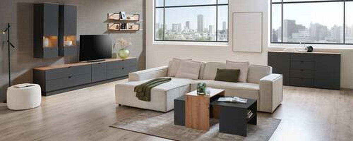 TV-ELEM 140/62/44 cm  - grafitszürke/fekete, Modern, faalapú anyag/fém (140/62/44cm) - Hom`in