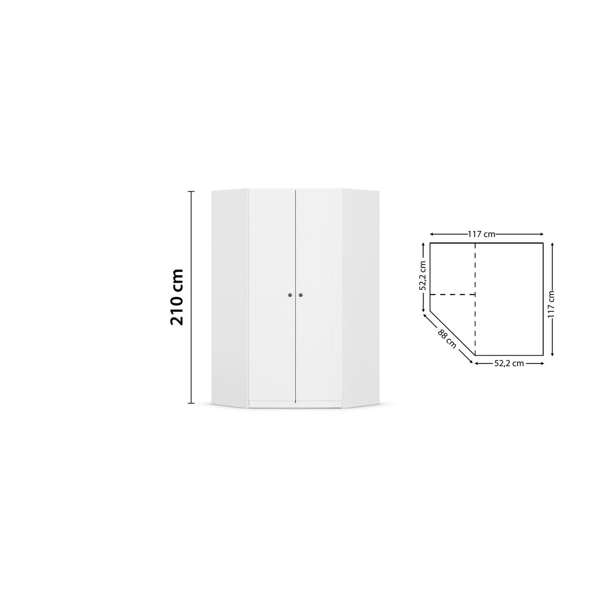 DREHTÜRENSCHRANK 117/210/54 cm,  in Weiß, 2-türig  - Schwarz/Weiß, KONVENTIONELL, Holzwerkstoff/Kunststoff (117/210/54cm) - home24