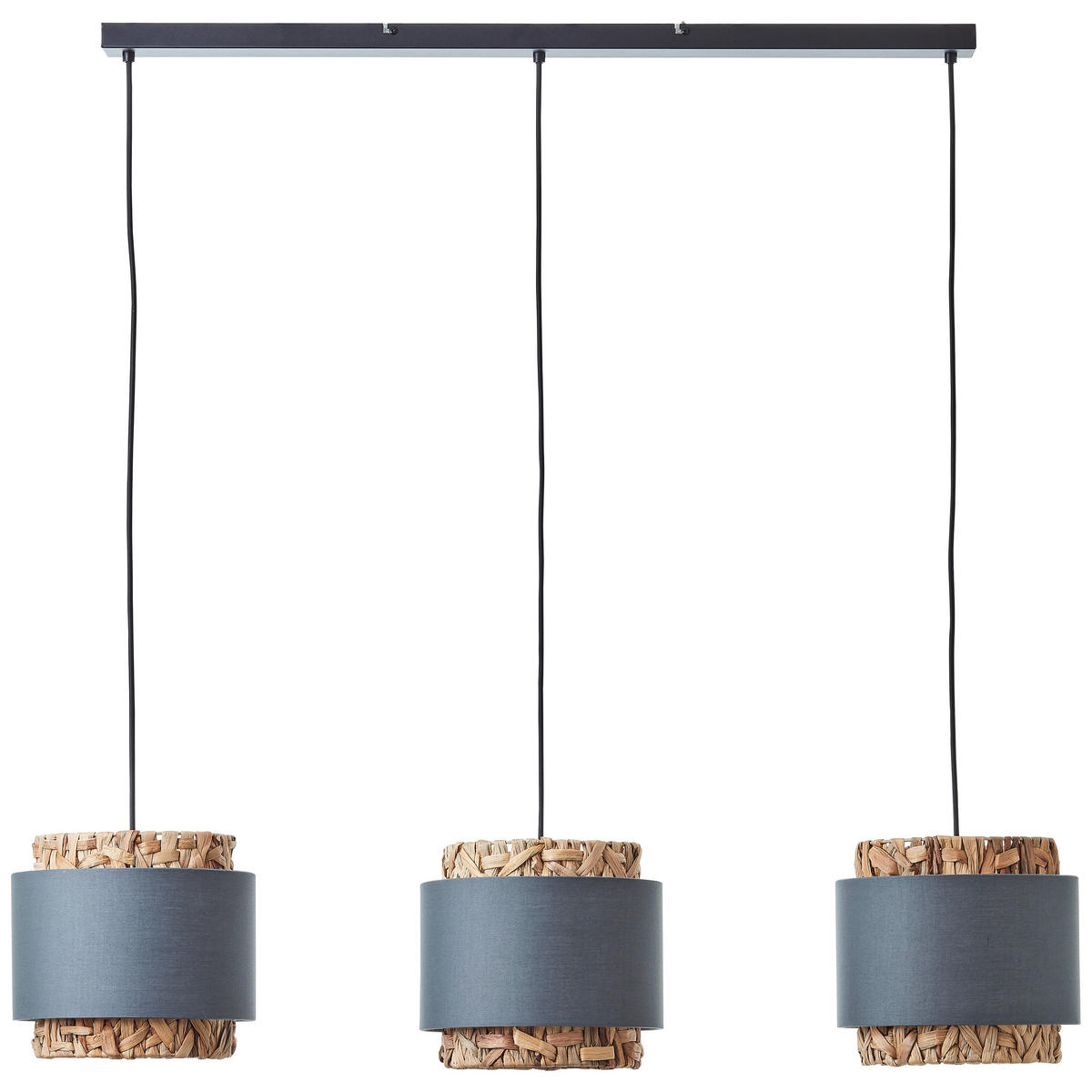 PENDELLEUCHTE  - Beige/Grau, Natur, Holz/Textil (120/110/25cm) - Brilliant