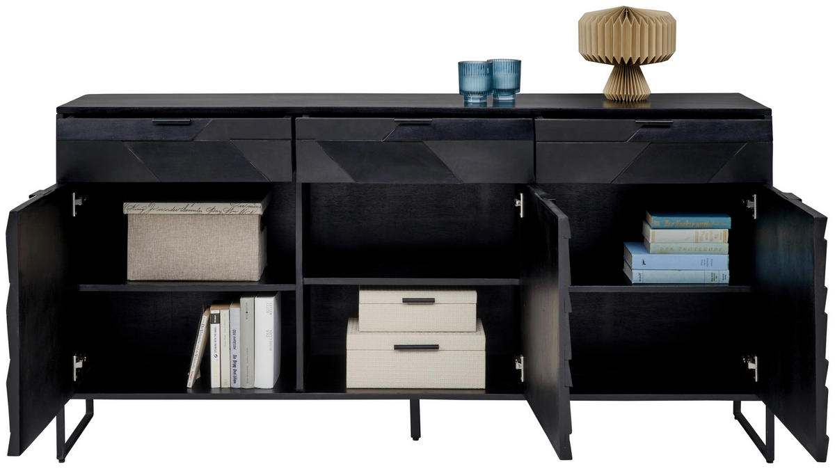 SIDEBOARD  in 175/86/40 cm  - Schwarz, Trend, Holz/Metall (175/86/40cm) - Ambia Home