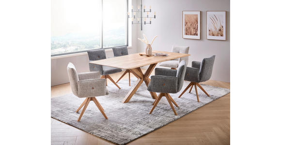 ARMLEHNSTUHL in Webstoff - Eichefarben/Beige, Design, Holz/Textil (63/63/82cm) - Novel