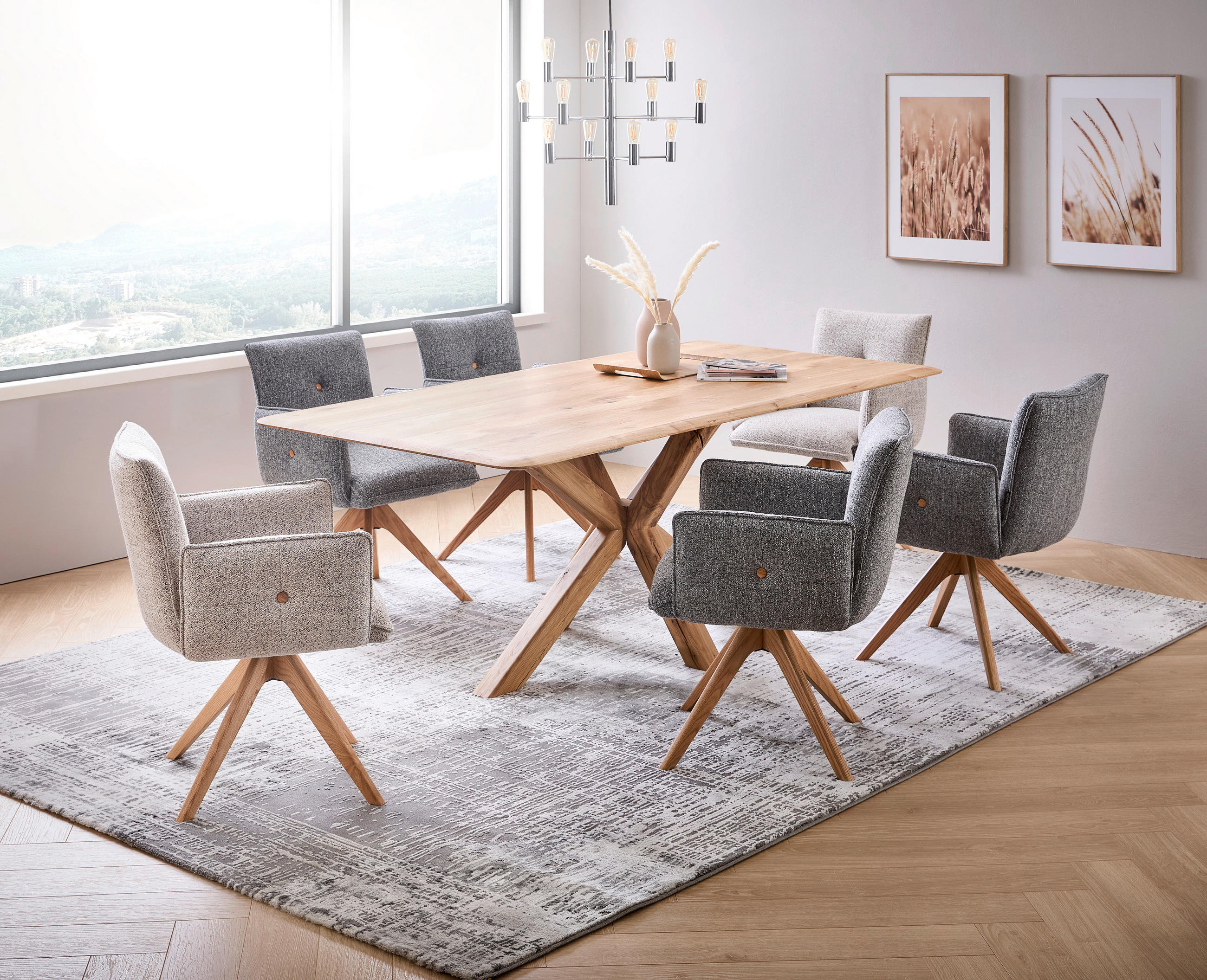 ARMLEHNSTUHL  in Webstoff  - Eichefarben/Beige, Design, Holz/Textil (63/63/82cm) - Novel
