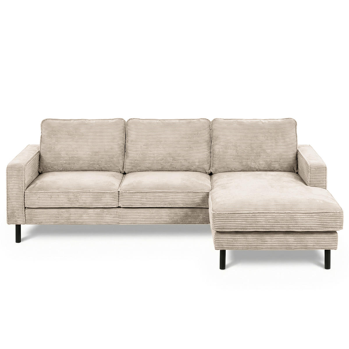 ECKSOFA  in Cord Hellgrau  - Hellgrau/Schwarz, Design, Textil/Metall (238/166cm) - Livetastic