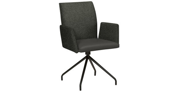 ARMLEHNSTUHL  , Typenauswahl, Sitzfläche 360° drehbar  , Webstoff, Mikrofaser  ,  - Anthrazit/Schwarz, Design, Textil/Metall (60/91/60cm) - Moderano