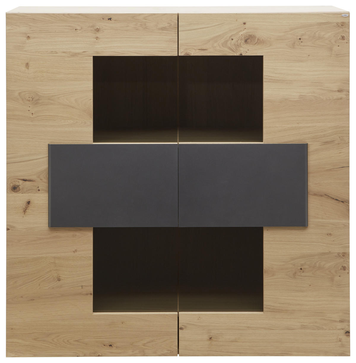 HIGHBOARD  in 128,2/131,2/43,5 cm  - Eichefarben/Anthrazit, Natur, Glas/Holz (128,2/131,2/43,5cm) - Voglauer