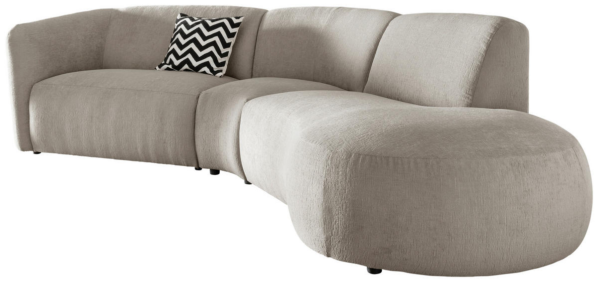 ECKSOFA in Mikrofaser Taupe  - Taupe/Schwarz, Modern, Kunststoff/Textil (276/182cm) - Livetastic