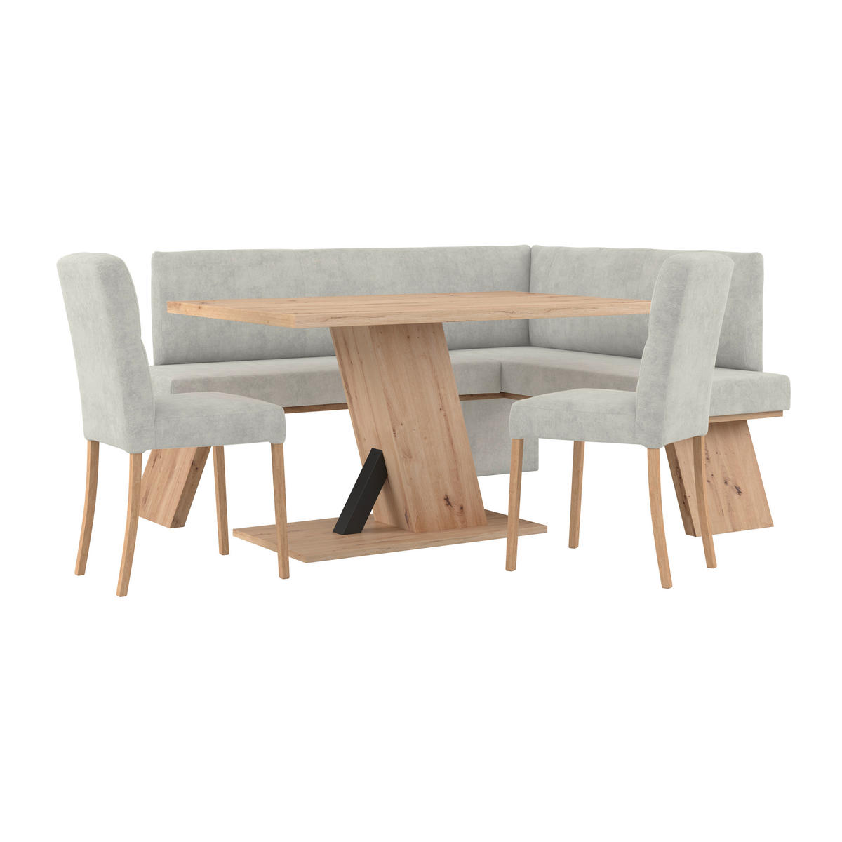 ECKBANK 185/150 cm Webstoff Hellgrau   - Eichefarben/Hellgrau, KONVENTIONELL, Textil (185/150cm) - Livetastic