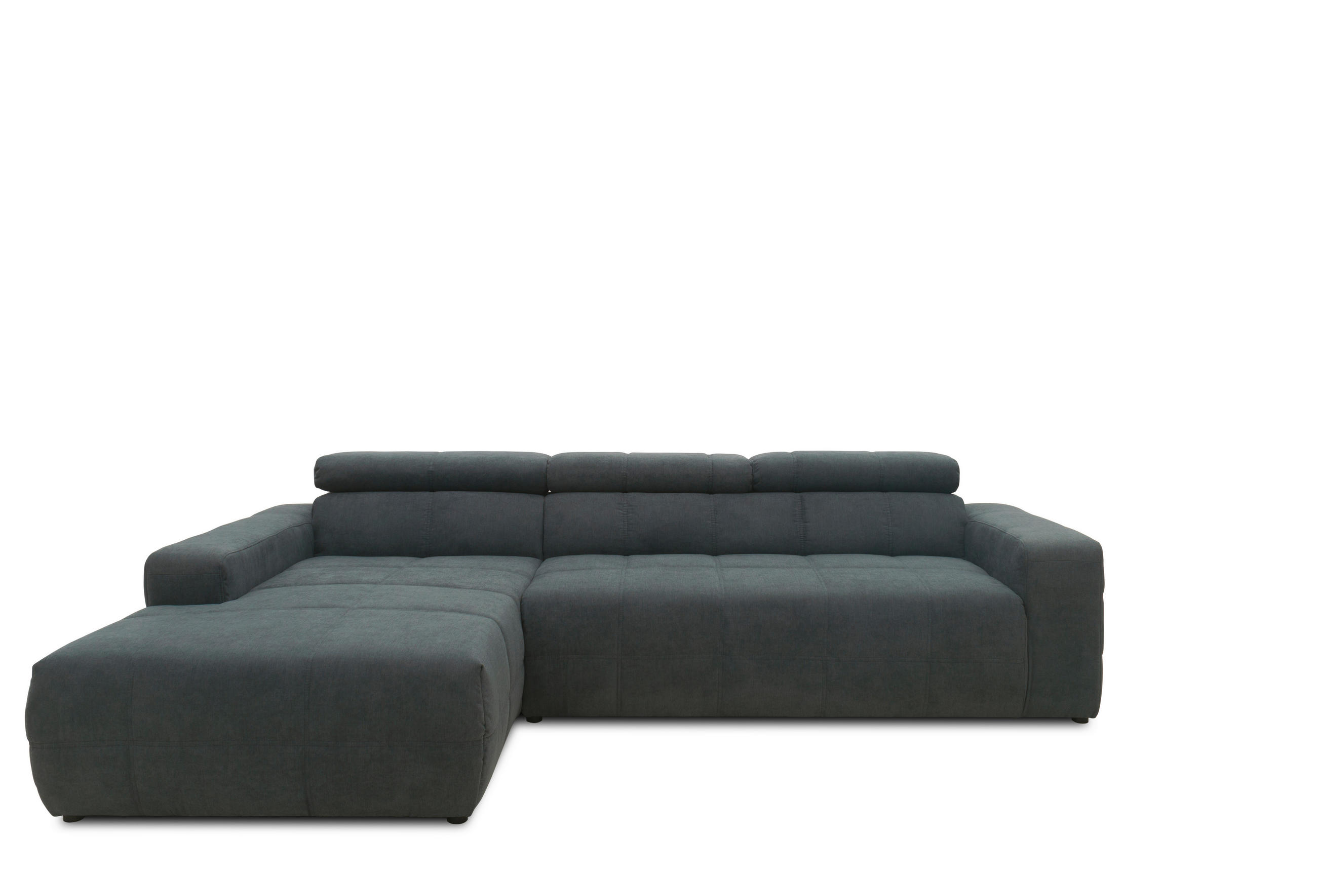 ECKSOFA Dunkelgrau Mikrofaser - Dunkelgrau/Schwarz, Design, Kunststoff/Textil (175/285cm) - MID.YOU
