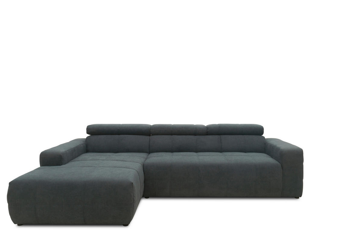 ECKSOFA in Mikrofaser Dunkelgrau  175/285 cm  - Dunkelgrau/Schwarz, Design, Kunststoff/Textil (175/285cm) - MID.YOU