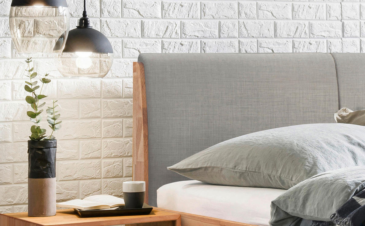 BETT 180/200 cm  in Anthrazit, Kernbuche  - Anthrazit/Hellgrau, Natur, Holz/Metall (180/200cm) - Hasena