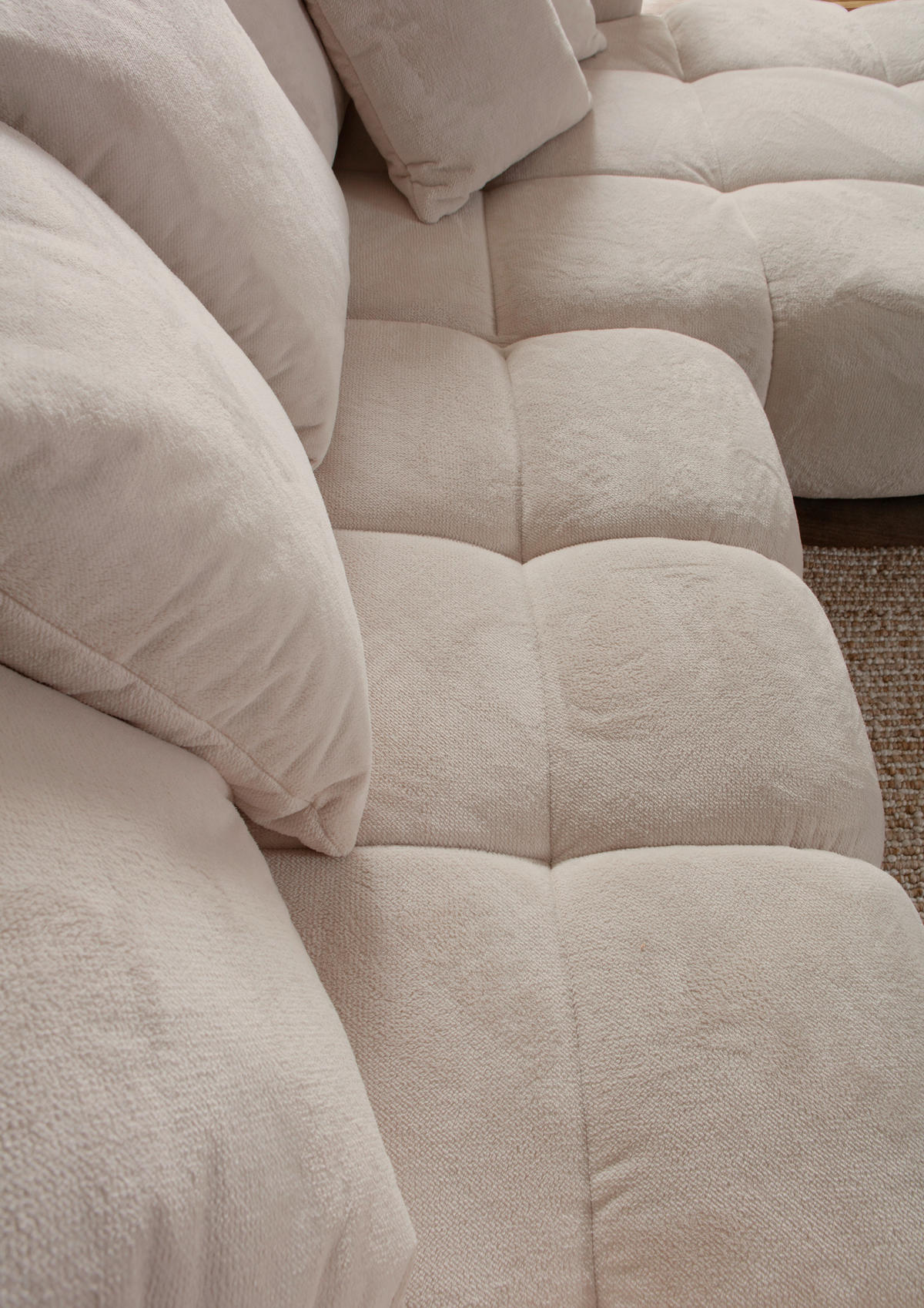 ECKSOFA Beige Plüsch  - Dunkelbraun/Beige, KONVENTIONELL, Holz/Textil (288/190cm) - Carryhome