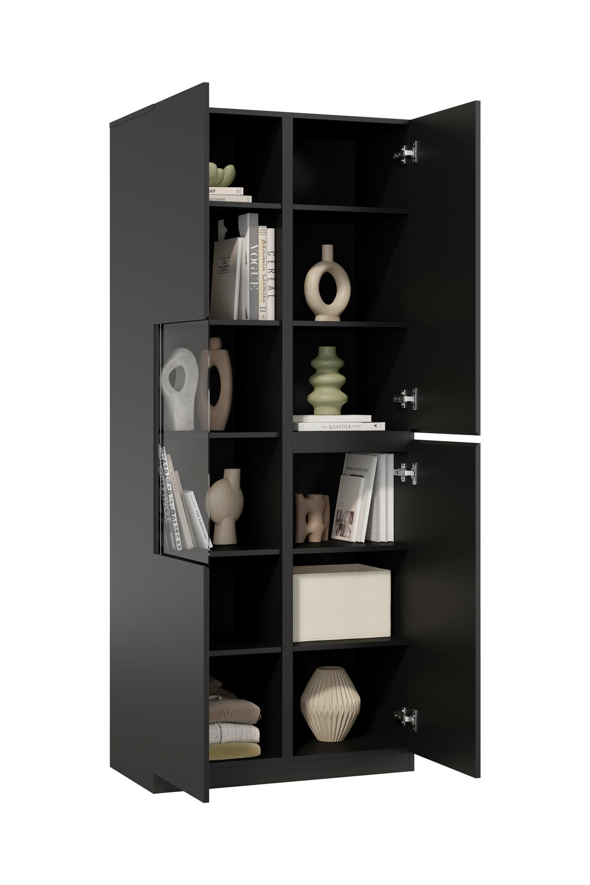 VITRINE Schwarz  - Schwarz, Design, Glas/Holzwerkstoff (79,4/187,5/40cm) - MID.YOU