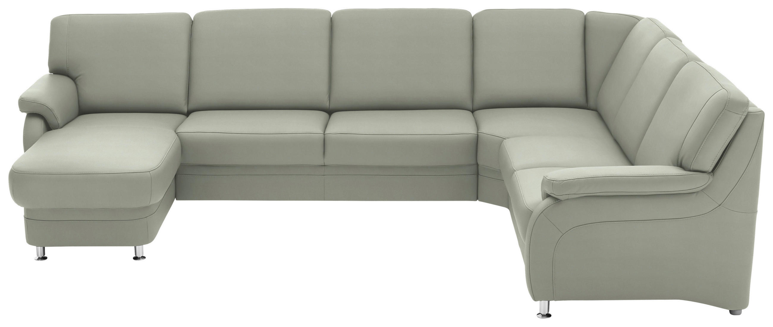 WOHNLANDSCHAFT  in Echtleder Silberfarben  - Silberfarben/Alufarben, KONVENTIONELL, Leder/Metall (165/329/239cm) - Beldomo Premium