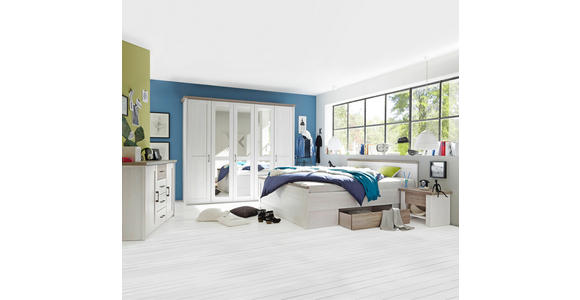 BETTANLAGE 180/200 cm in Weiß, Trüffeleichefarben - Trüffeleichefarben/Weiß, LIFESTYLE, Holzwerkstoff (180/200cm) - Carryhome