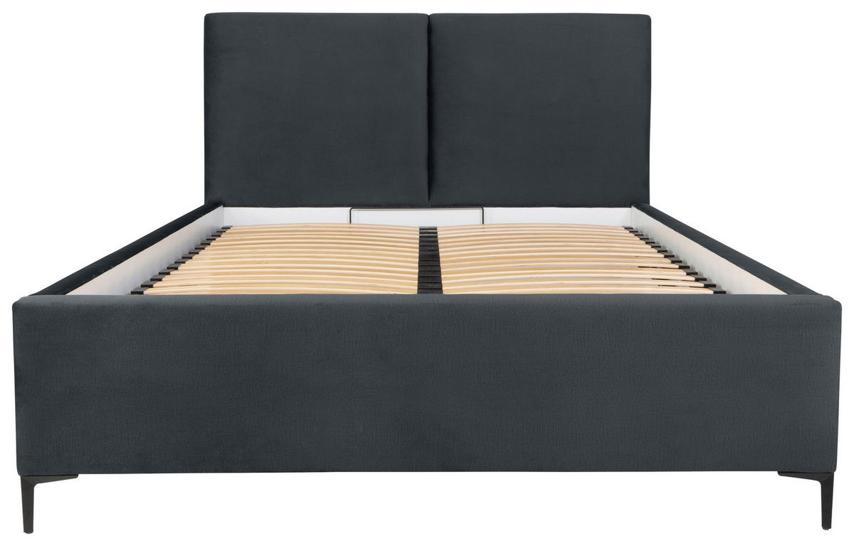 POLSTERBETT 160/200 cm, inkl. Lattenrost, Bettkasten,  in Dunkelgrau  - Dunkelgrau/Schwarz, MODERN, Holz/Textil (160/200cm) - MID.YOU