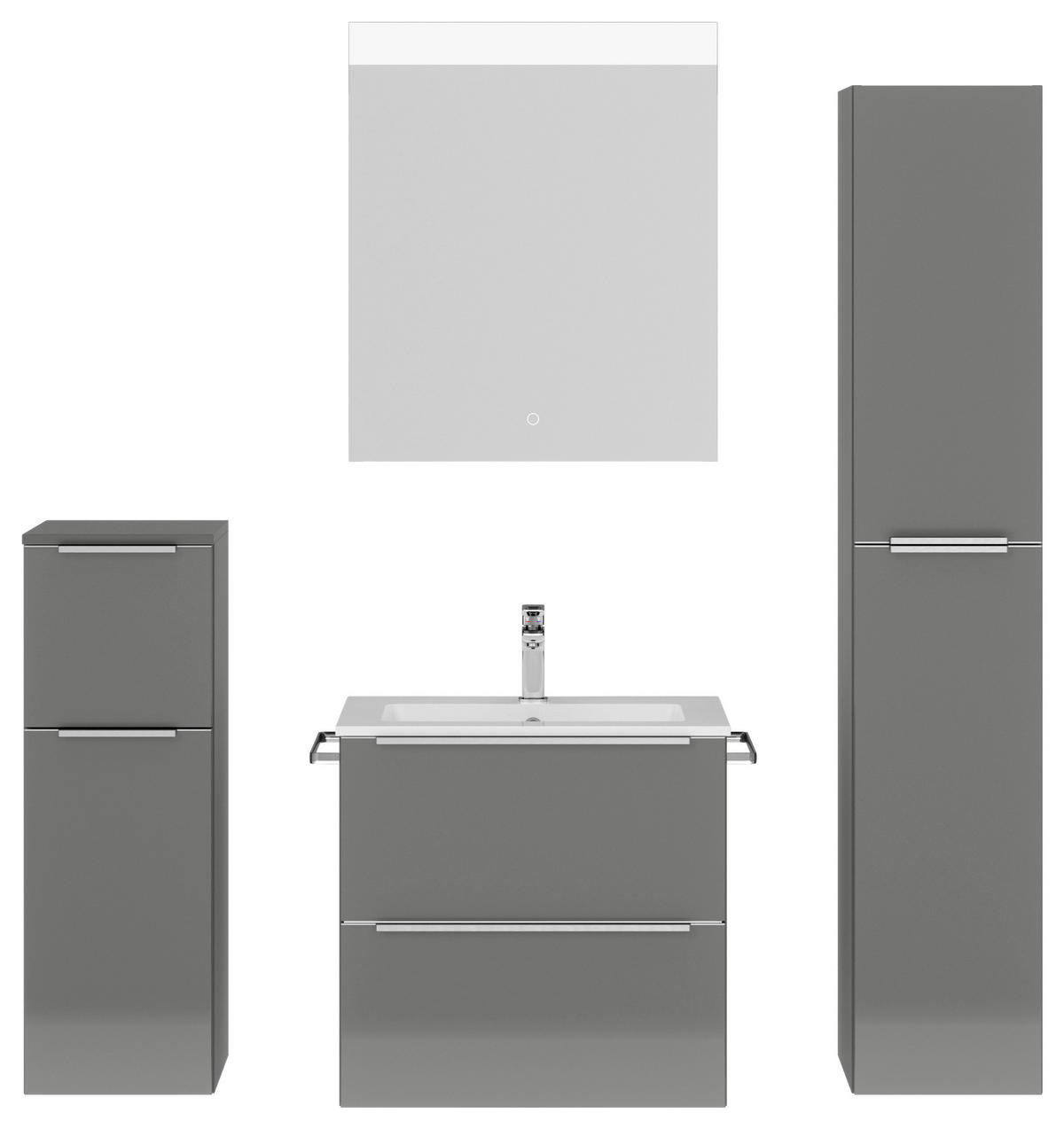 BADEZIMMER 5-teilig  in 121 cm  - Schieferfarben/Edelstahlfarben, MODERN, Holzwerkstoff/Stein (121cm) - Nobilia