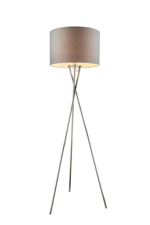 STOJEČA SVETILKA        62/160 cm       - barve kroma/siva, Konvencionalno, kovina/tekstil (62/160cm) - Globo