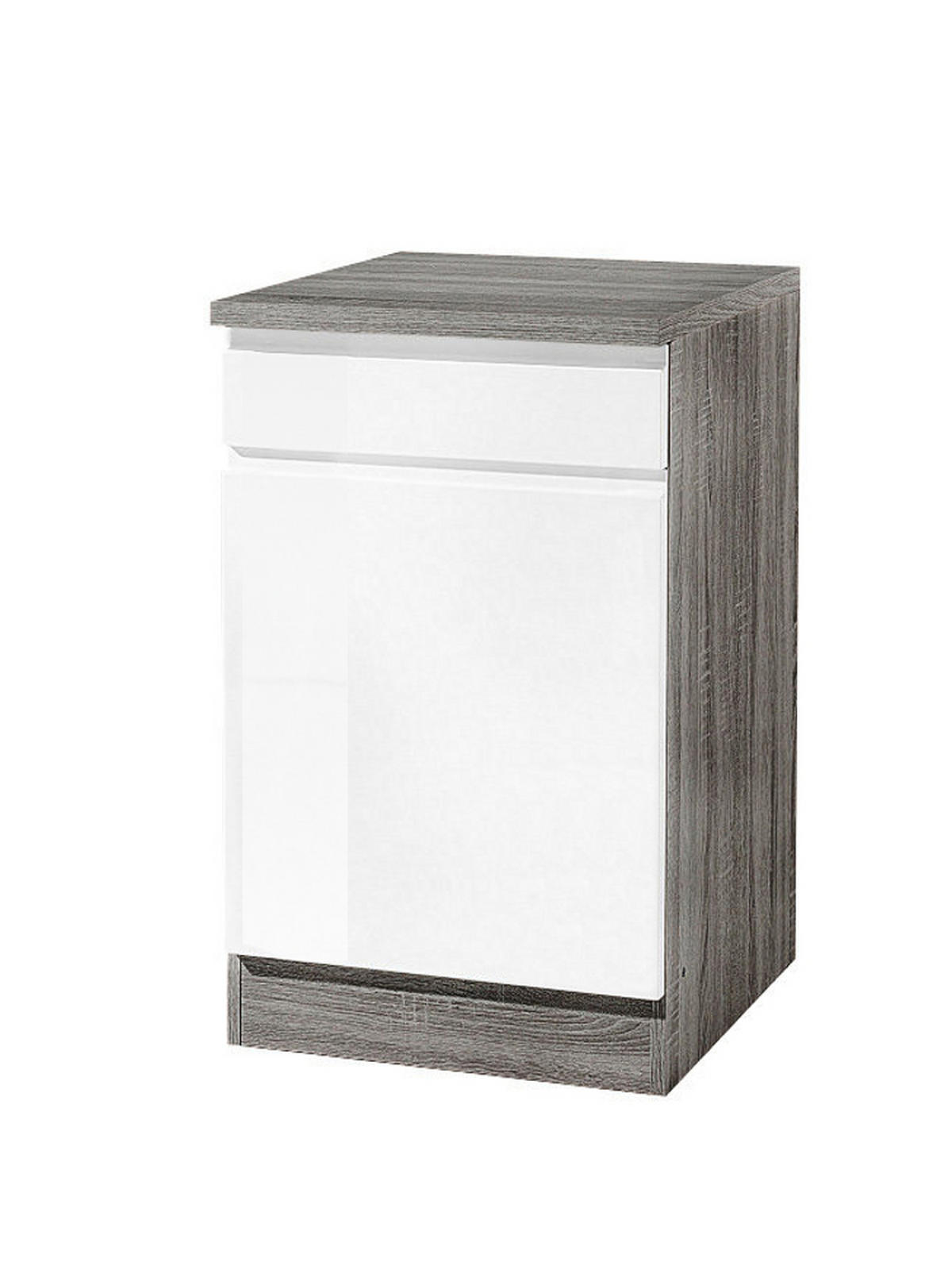 KÜCHENUNTERSCHRANK 50/85/60 cm  in Grau, Weiß Hochglanz  - Weiß Hochglanz/Grau, Basics, Holzwerkstoff (50/85/60cm) - Held